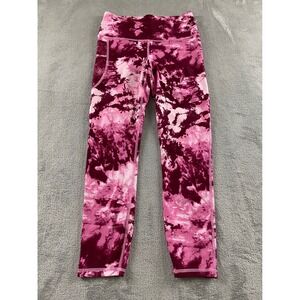 Under Armour Womens Compression Leggings Pink Tie Dye High Waist Side Pocket MD